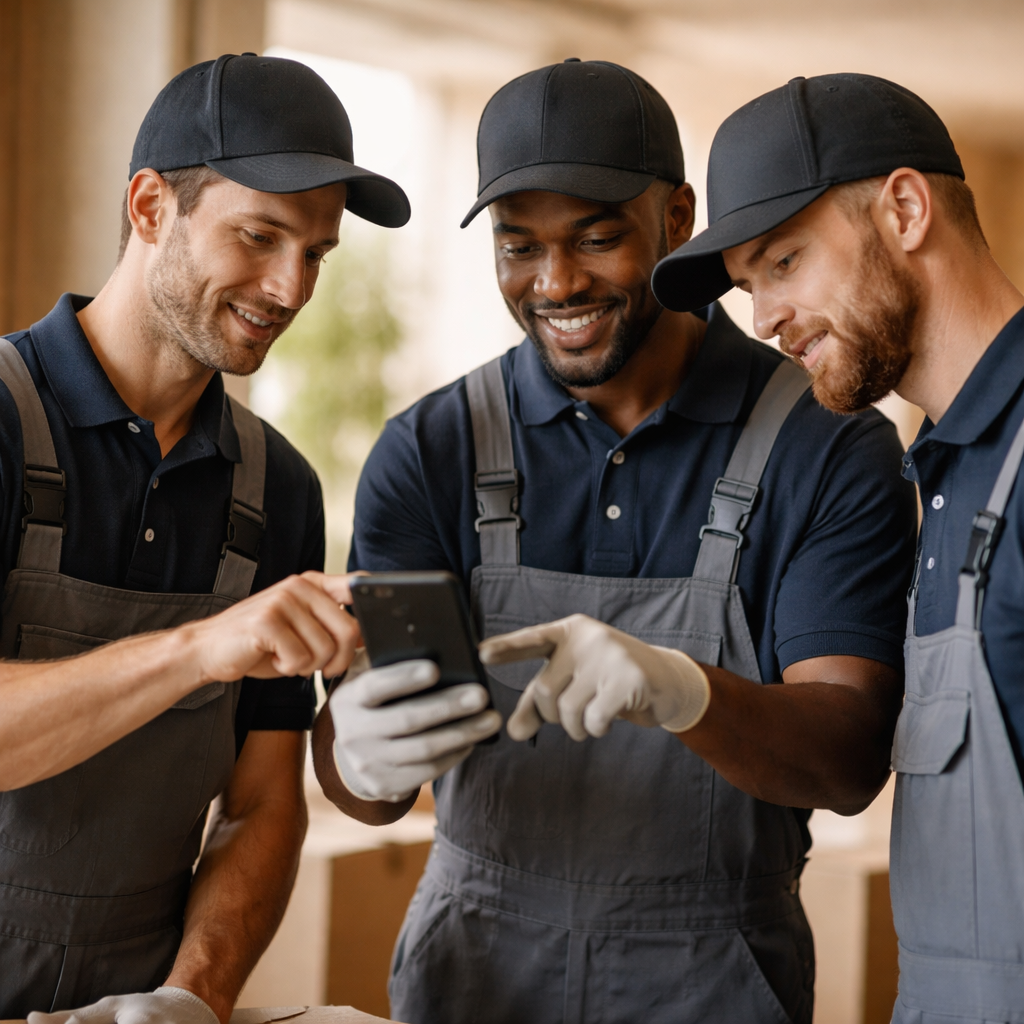 Bag and Book it professional removal team reviewing an item on the app