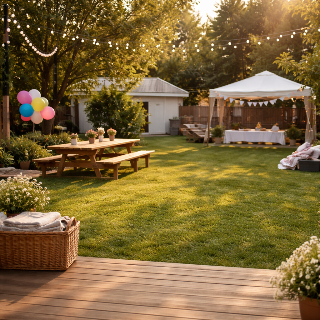 Cleaned up backyard after a large birthday party
