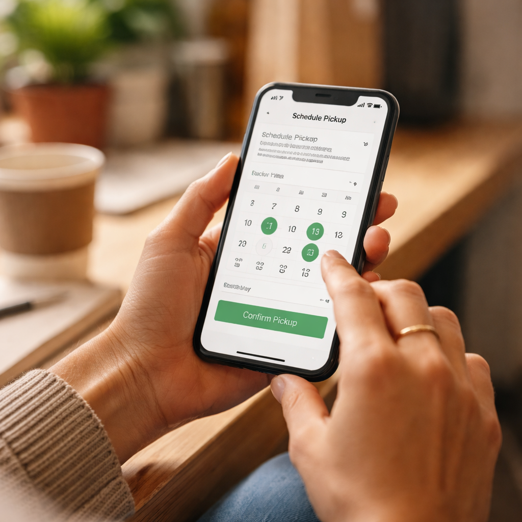 User setting a custom garbage pickup schedule on the Bag & Book it mobile app